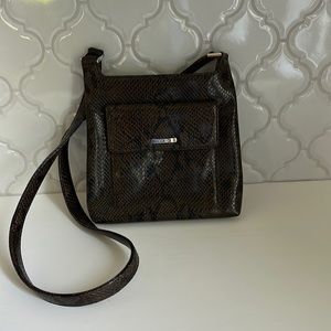 Nine West chocolate and black snake skin like crossbody